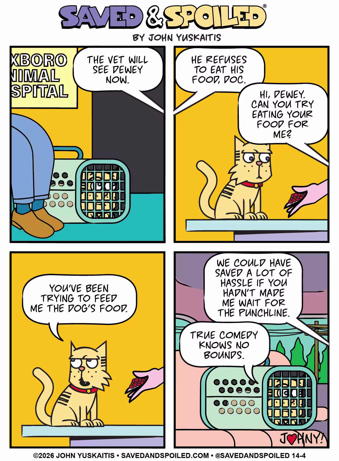 At the animal hospital, Dewey reveals he was not eating because he had been given Wilson’s dog food.